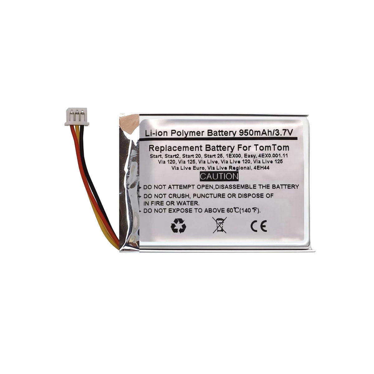3.7V 950mAh Battery For TomTom Start,Start2,Start 20,Start 25,1EX00,Easy,4EX0.001.11,4EN42,4EN.001.02,4EN52,4EV42,4EV52,4EH44,TomTom Via 120,Via 125,Via Live,Via Live 120,Via Live 125,Via Live Euro,Via Live Regional