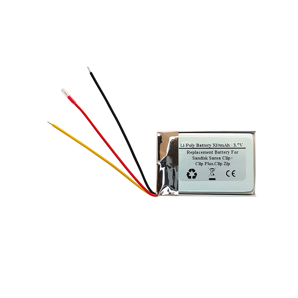 320mAH 3.7V Replacement Battery For Sandisk Sansa Clip+ / Clip Plus, Clip Zip, SDMX18R-008GK-A57, SDMX18R-004GB-A57, SDMX18R-004GR-A57, SDMX18R-004GI-A57, PR-303038PL