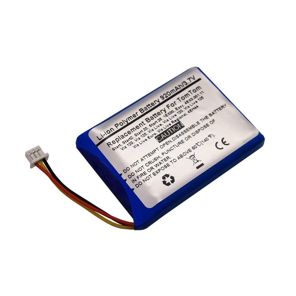 3.7V 920mAh Battery For Start,Start2,Start 20,Start 25,1EX00,Easy,4EX0.001.11,4EN42,4EN.001.02,4EN52,4EV42,4EV52,4EH44,TomTom Via 120,Via 125,Via Live,Via Live 120,Via Live 125,Via Live Euro,Via Live Regional