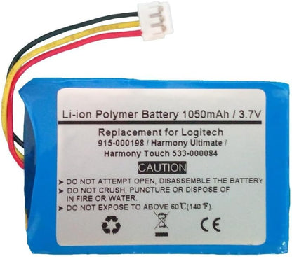 1050mAh/3.7V Li-Polymer Replacement Battery for Logitech Harmony Ultimate/Logitech Harmony Touch 533-000084 / Logitec h 915-000198 - STARNOVO
