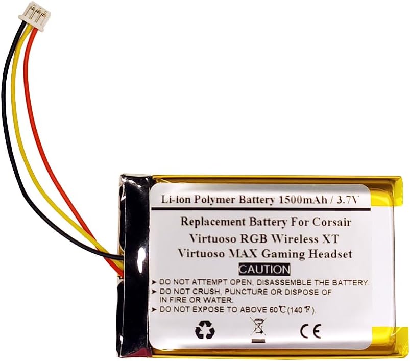 1500mAh 3.7V Replacement Battery for Corsair Virtuoso RGB Wireless XT, Virtuoso MAX Gaming Headset - STARNOVO
