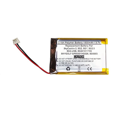 1500mAh 3.7V Replacement Battery For SkyCaddie 2, SG2, SG1, SG2.5, SG2-USB, SG201011703, SKYGOLF GP50301HG026, SG0003 - STARNOVO