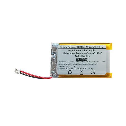3.7V 1000mAh Replacement Battery For Babymoov Premium Care A014203 Baby Monitor, 1ICP6/30/48