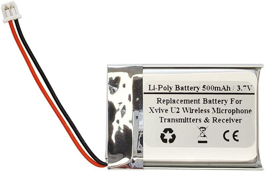500mAh 3.7V Replacement Battery for Xviv e U2 Wireless Microphone Transmitters & Receiver - STARNOVO