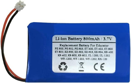800mAh Battery for Educator PE-900,ET-400,ET-402,ET-800,ET-802,PE-900,EZ-900, EZ-902, EZ-903, EZ-904, K9-400, K9-402, K9-800, K9-802, PE-900, PE-902, PE-903,UL-1200,UL-1202,WF-1200,WF-1202 - STARNOVO