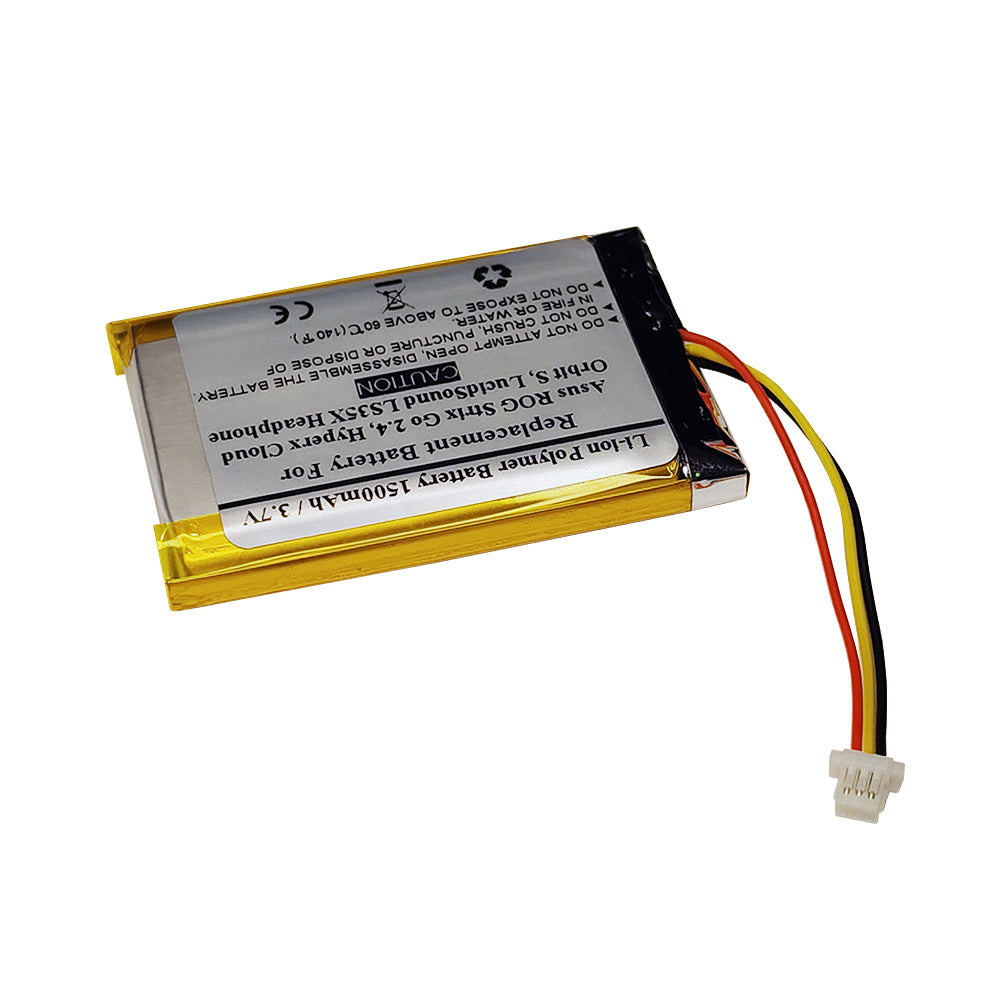 3.7V 1500mAh Replacement Battery For Asus ROG Strix Go 2.4, Hyperx Cloud Orbit S, LucidSound LS35X Headphone, FT823456P