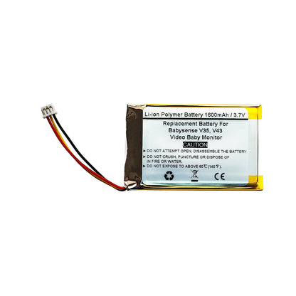 1600mAH 3.7V Replacement Battery For Babysense V35, V43 Video Baby Monitor, AHB603450