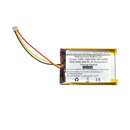 1500mAh 3.7V Replacement Battery For Corsair HS80, HS80 RGB, VIRTUOSO RGB WIRELESS SE, XT Multiplatform Gaming Headset