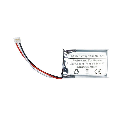 3.7V 300mAh Replacement Battery For Garmin DashCam 45/46/55/56/66/67W Driving Recorder, 361-00103-00, 1ICP6/21/31