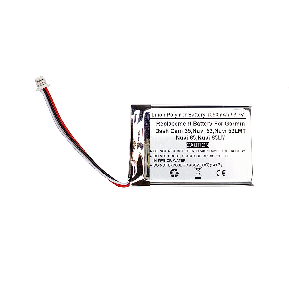 1050mAh 3.7V Replacement Battery For Garmin Dash Cam 35, Nuvi 53, Nuvi 53LMT, Nuvi 65, Nuvi 65LM, 361-00056-01
