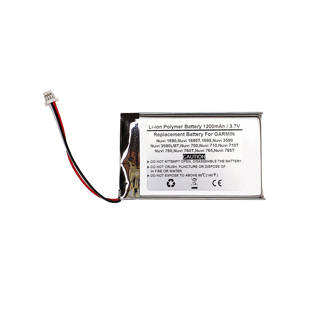 1200mAh 3.7V Replacement Battery For GARMIN Nuvi 1690, Nuvi 1690T, 1695, Nuvi 3590, Nuvi 3590LMT, Nuvi 700, Nuvi 710, Nuvi 710T, Nuvi 760, Nuvi 760T, Nuvi 765, Nuvi 765T, 361-00019-14, 361-00019-11, 361-00019-40