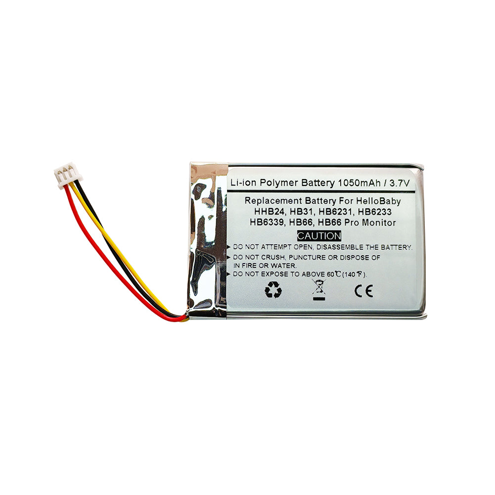 1050mAH 3.7V Replacement Battery For HelloBaby HHB24 Monitor, HB31 Monitor, HB6231 Monitor, HB6233 Monitor, HB6339 Monitor, HB66 Monitor, HB66 Pro Monitor