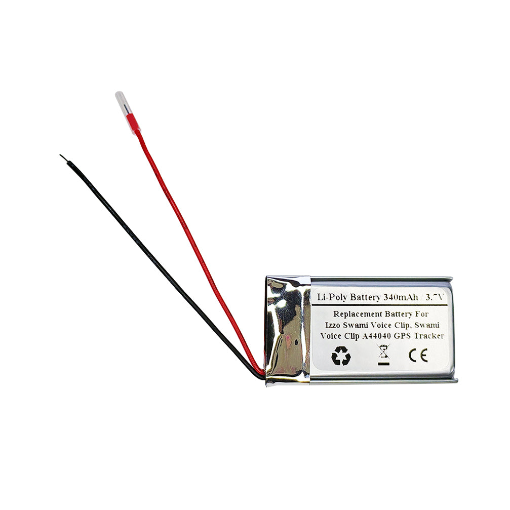 3.7V 340mAh Replacement Battery Compatible With Izzo Swami Voice Clip, Swami Voice Clip A44040 GPS Tracker, JPL502333