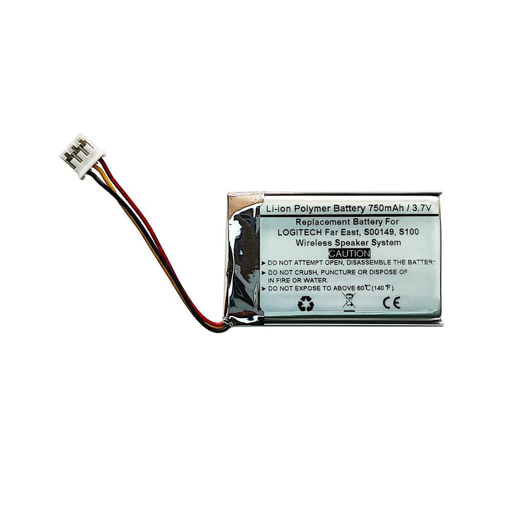 3.7V 750mAh Replacement Battery For LOGITECH Far East, S00149, S100 Wireless Speaker System, 533-000107