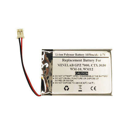 1050mAH 3.7V Replacement Battery For MINELAB GPZ 7000, CTX 3030, WM-10, WM12, 0303-0036