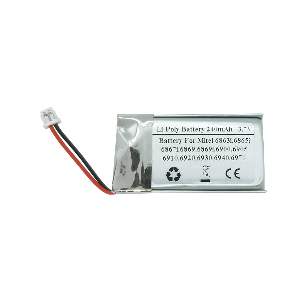 Replacement Battery For Mitel 6863i, 6865, 6865i, 6867i, 6869, 6869i, 6900, 6905, 6910, 6920, 6930, 6940, 6970 Wireless Headset, Mitel 50005711, 50006764