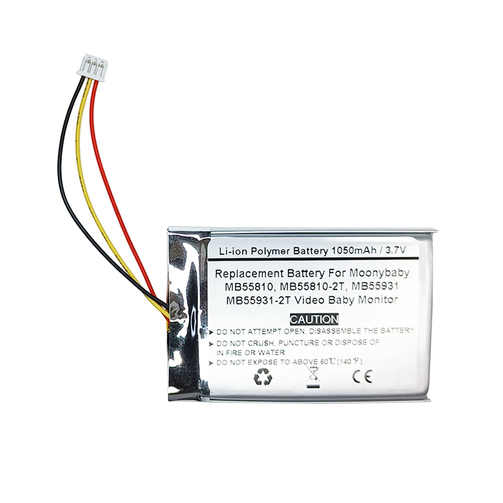 3.7V 1050mAh Replacement Battery For Moonybaby MB55810, MB55810-2T, MB55931, MB55931-2T Video Baby Monitor, 1ICP5/36/53-1SPT