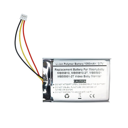 3.7V 1050mAh Replacement Battery For Moonybaby MB55810, MB55810-2T, MB55931, MB55931-2T Video Baby Monitor, 1ICP5/36/53-1SPT
