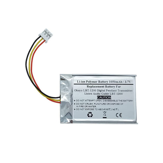 Replacement Battery For Okayo LBT-1200 Digital Pendant Transmitter, Listen Audio Guide LBT-1300, AHB623450PJT