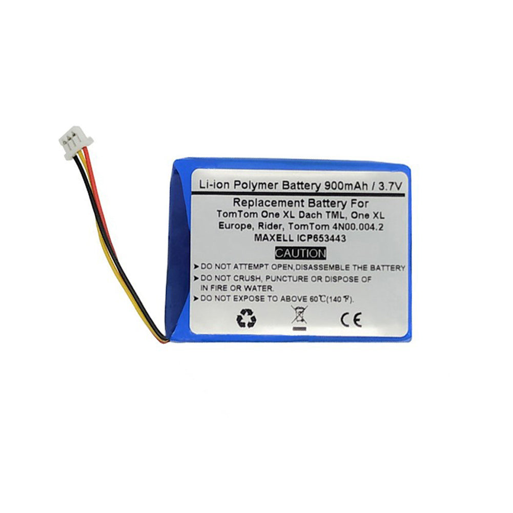 Replacement Battery For TomTom One XL Dach TML, One XL Europe, Rider, F650010252, F709070710, TomTom 4N00.004.2, MAXELL ICP653443