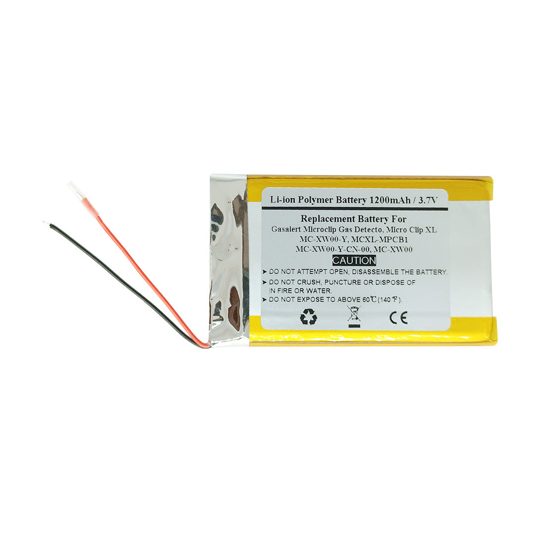 Replacement Battery For BW GasAlert Micro Clip XL, Gasalert Microclip Gas Detecto, MCXL-MPCB1, MC-XW00, MC-XW00-Y, MC-XW00-Y-CN-00