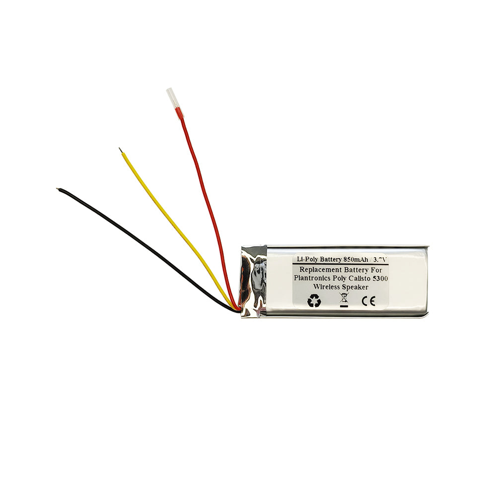 850mAh 3.7V Replacement Battery For Plantronics Poly Calisto 5300 Wireless Speaker, VDL952246