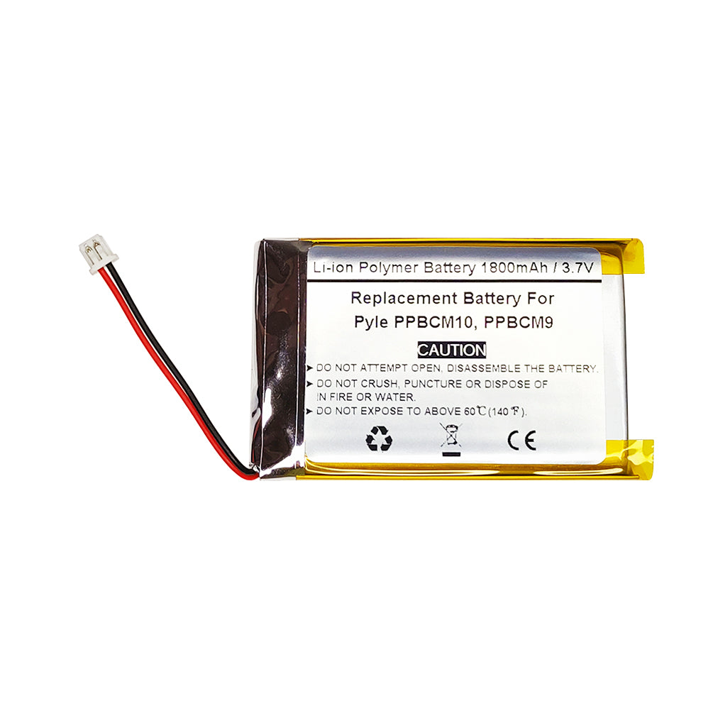 1800mAh 3.7V Replacement Battery For Pyle PPBCM10, PPBCM9, PRTPPBCM9.10BAT