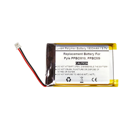 1800mAh 3.7V Replacement Battery For Pyle PPBCM10, PPBCM9, PRTPPBCM9.10BAT