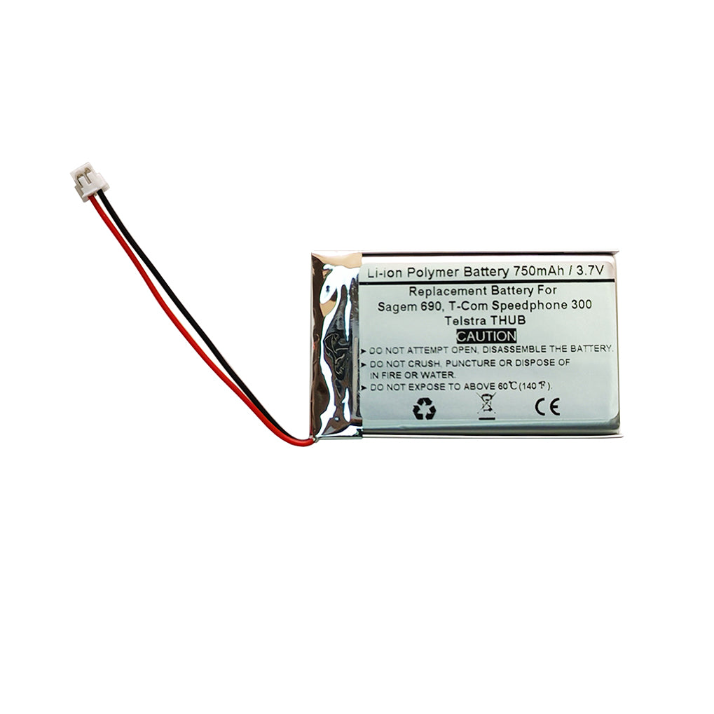 750mAH 3.7V Replacement Cordless Phone Battery For Sagem 690, T-Com Speedphone 300, Telstra THUB, 253230694, CTB104, LP043048AH