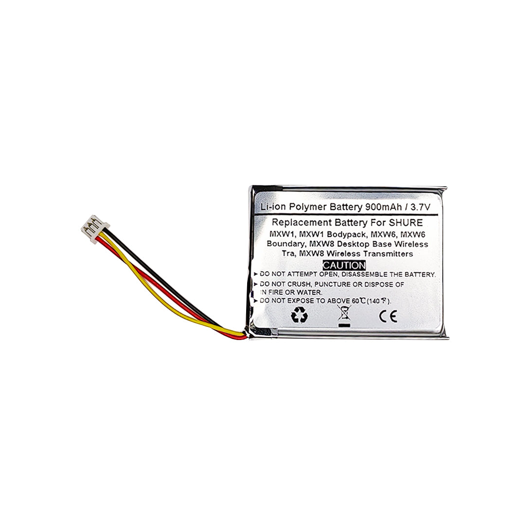 900mAh 3.7V Replacement Battery For SHURE MXW1, MXW6, MXW8 Wireless Transmitters, SB901A, SB901, 95A16715