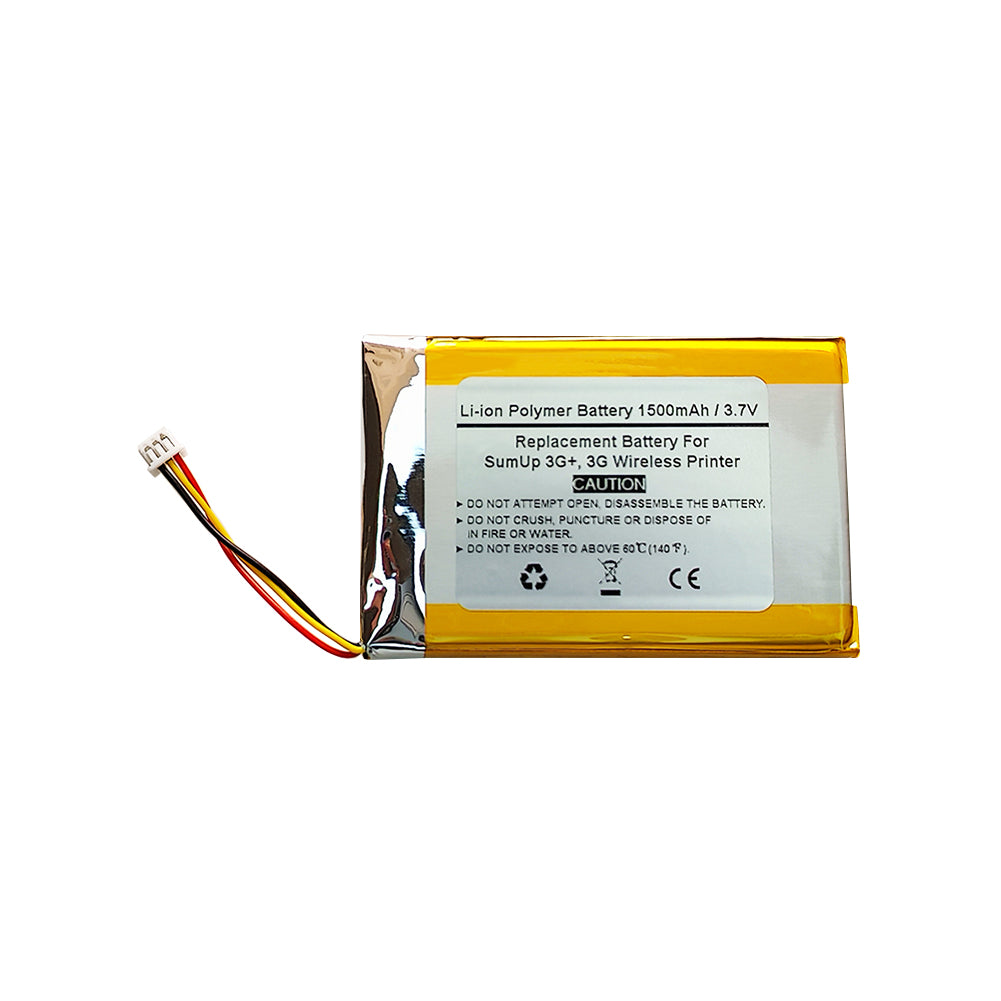 1500mAH 3.7V Replacement Battery For SumUp 3G+, 3G Wireless Printer, A037-001180SAA, PS-GB-304583-010H