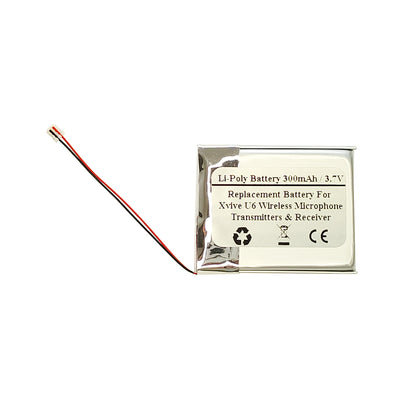300mAh 3.7V Replacement Battery For Xvive U6 Wireless Microphone Transmitters & Receiver, AHB452730