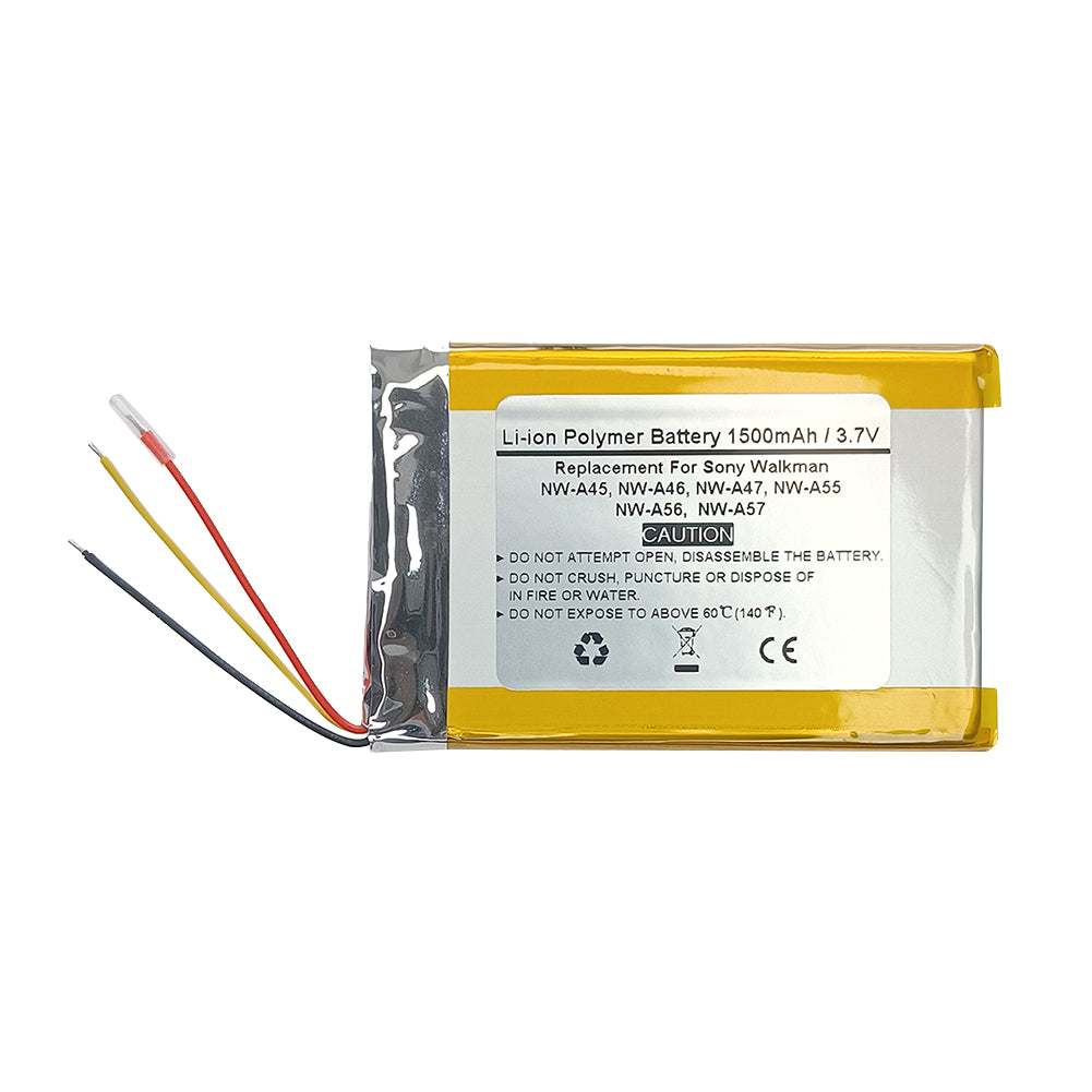 3.7V 1500mAH Replacement Battery For Sony Walkman NW-A45, NW-A46, NW-A47, NW-A55, NW-A56,  NW-A57, LIS1623HNPC