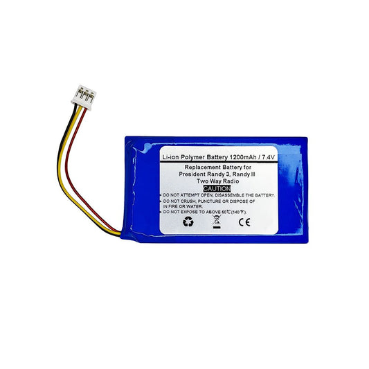 STARNOVO 1200mAh 7.4V Replacement Battery for President Randy 3, Randy III Two Way Radio, ACMR402 - STARNOVO